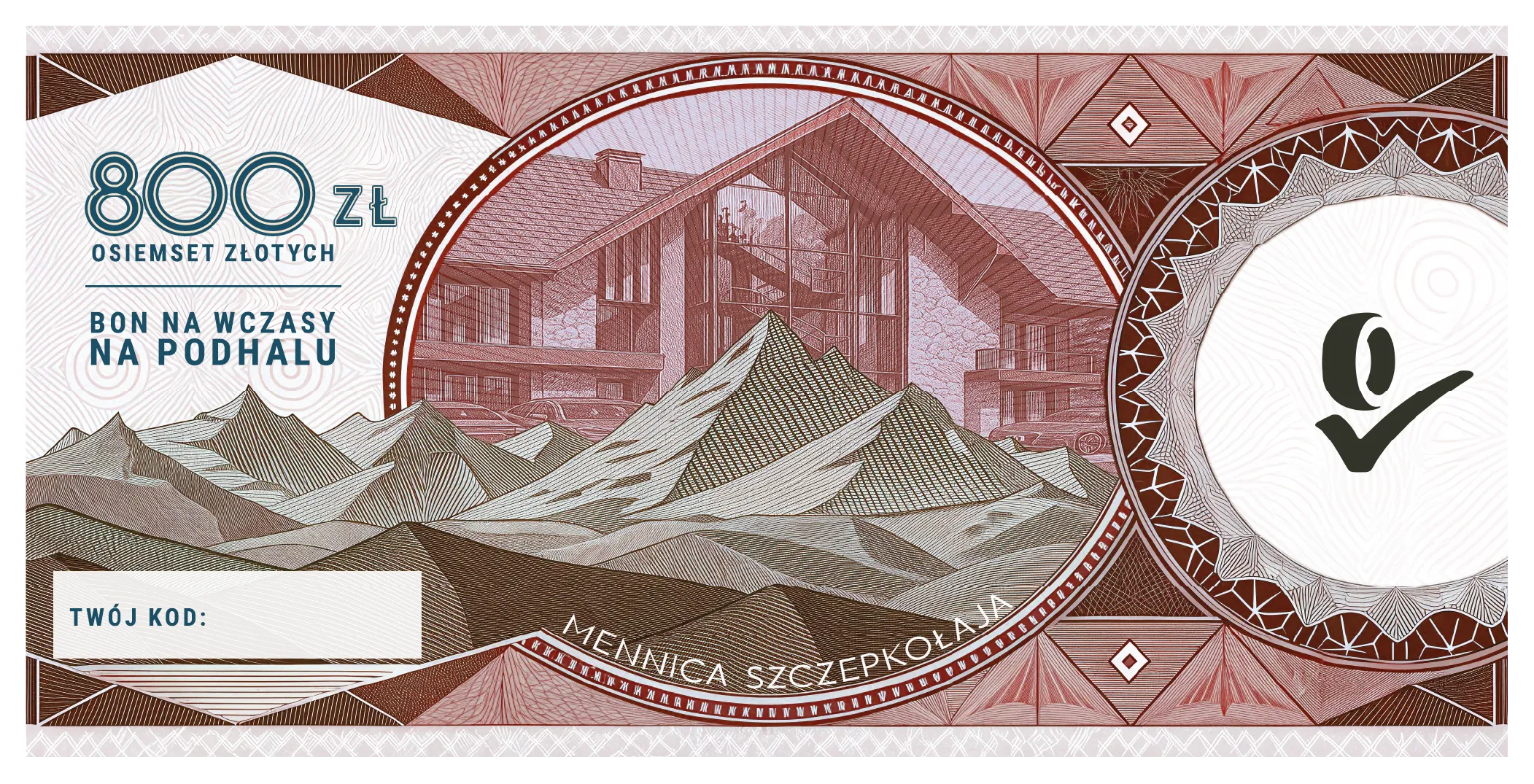 Bon pieniążek 800 zł awers