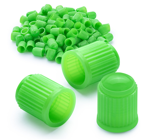 Plastikowe kapturki na zawory, nakrętki zielone - 100 szt