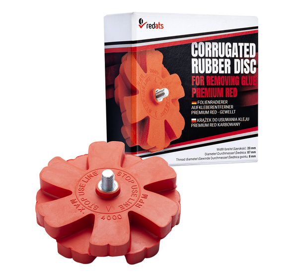 Krążek Gumowy do Usuwania Kleju na Wiertarkę Karbowany PREMIUM RED