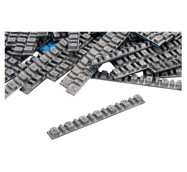 Ciężarki klejone Pb do felg motocyklowych 5/2,5g - 100 pasków TIP TOP