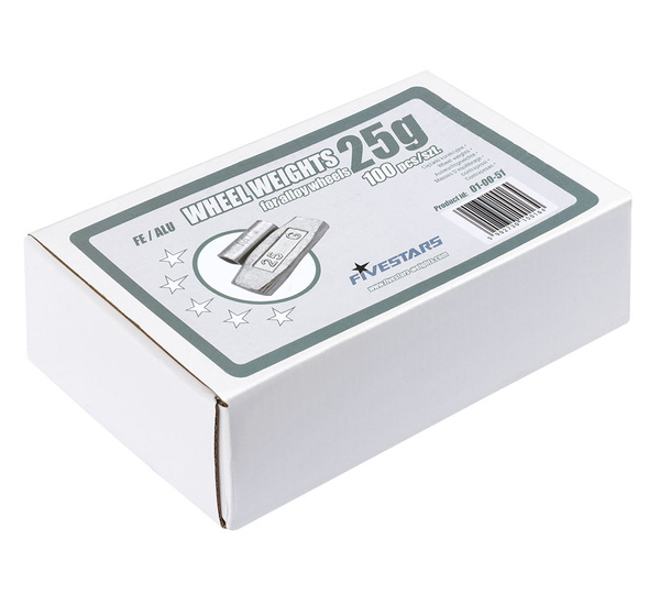 Ciężarki nabijane Fe do felg aluminiowych 25g - 100 szt. FIVESTARS