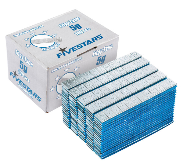 ZESTAW Ciężarki klejone Fe ocynk szeroka taśma 5g - 200 pasków FIVESTARS EDGY