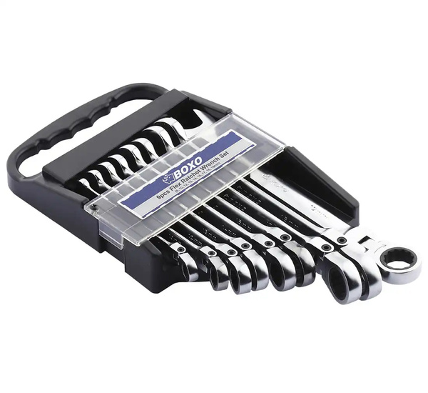 Klucze płasko oczkowe z grzechotką BOXO 8-19mm 9szt