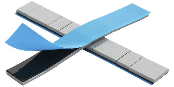 Ciężarki klejone Fe powlekane szare szeroka taśma 5/10g - 100 pasków FIVESTARS EDGY