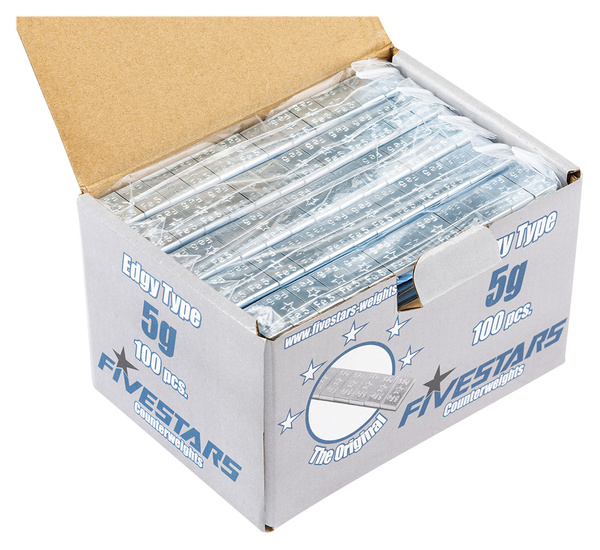 ZESTAW Ciężarki klejone Fe ocynk szeroka taśma 5g - 200 pasków FIVESTARS EDGY