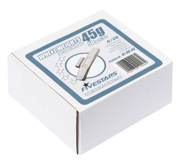 Ciężarki nabijane Fe do felg stalowych 45g - 50 szt. FIVESTARS