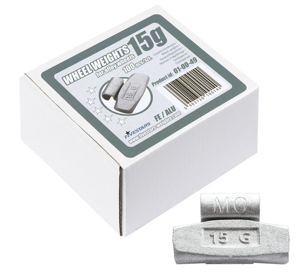 Ciężarki nabijane Fe do felg aluminiowych 15g - 100 szt. FIVESTARS