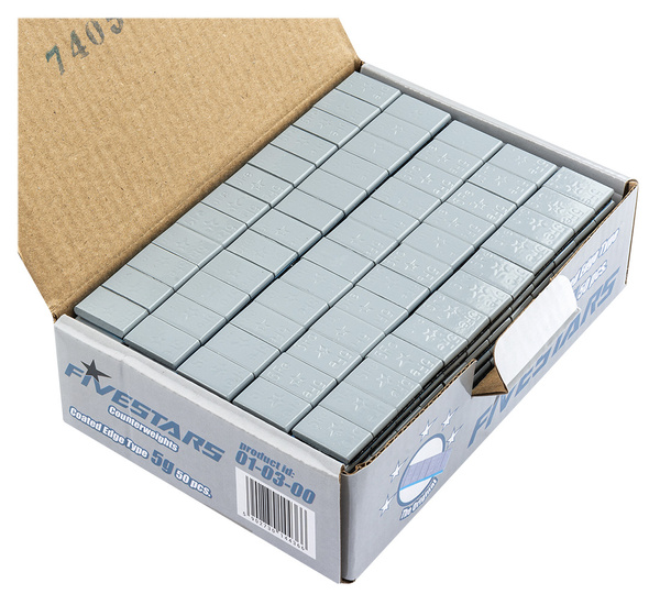 Ciężarki klejone Fe powlekane szare szeroka taśma 5g - 400 pasków FIVESTARS EDGY