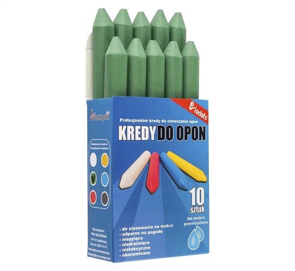 Kreda do opon, marker REDATS PREMIUM - zielona niezmywalna 10 sztuk