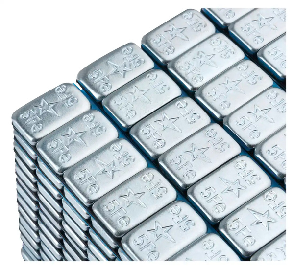 ZESTAW Ciężarki klejone Fe ocynk szeroka taśma 5g - 200 pasków FIVESTARS ROUND