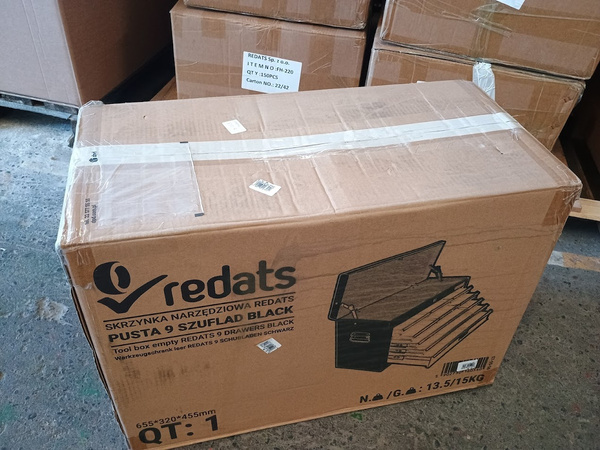 OUTLET Skrzynka narzędziowa REDATS pusta 9 szuflad Black