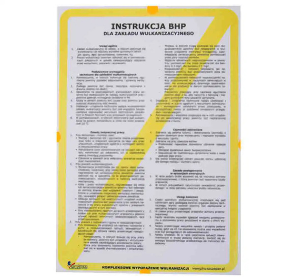 Instrukcje BHP dla wulkanizacji, serwisu ogumienia - 4 tablice