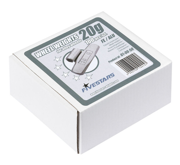 Ciężarki nabijane Fe do felg aluminiowych 20g - 100 szt. FIVESTARS