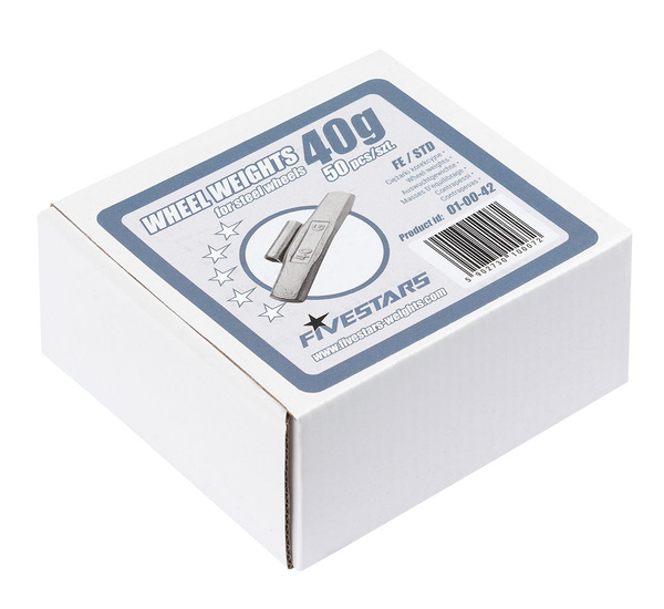 Ciężarki nabijane Fe do felg stalowych 40g - 50 szt. FIVESTARS