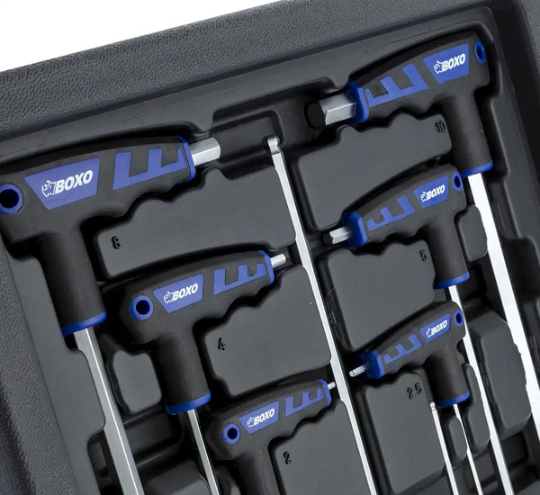 Klucze imbusowe ampule typ T BOXO stojak 8szt