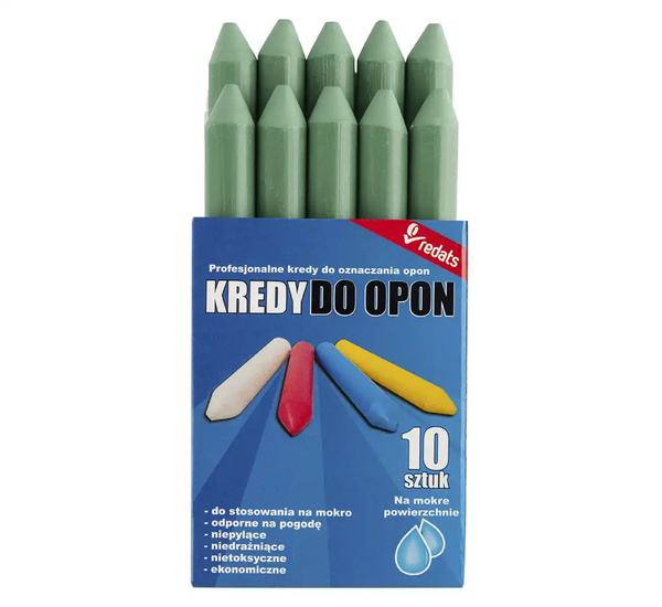 Kreda do opon, marker REDATS PREMIUM - zielona niezmywalna 10 sztuk