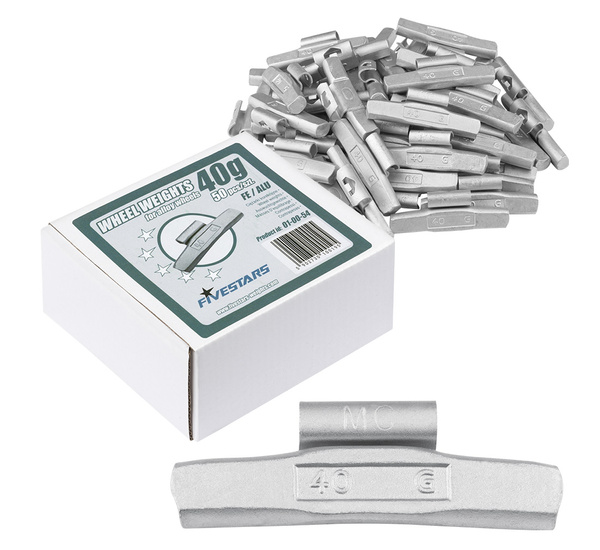 Ciężarki nabijane Fe do felg aluminiowych 40g - 50 szt. FIVESTARS
