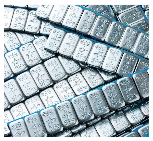 ZESTAW Ciężarki klejone Fe ocynk szeroka taśma 5g - 200 pasków FIVESTARS ROUND