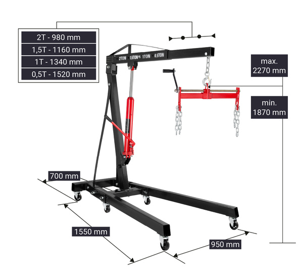 ZESTAW Żuraw Warsztatowy Podnośnik Dźwig 2 Tony H-120 + Balanser REDATS