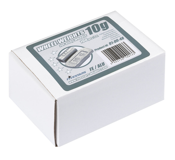 Ciężarki nabijane Fe do felg aluminiowych 10g - 100 szt. FIVESTARS