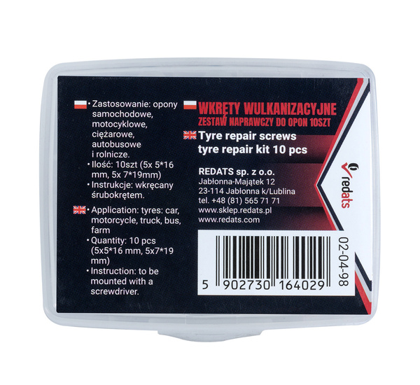 Wkręty wulkanizacyjne zestaw naprawczy do opon 10 szt.